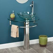 clear glass u shaped pedestal sink with