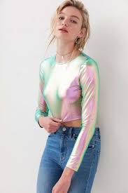 Long Sleeve Holographic Top Holographic Fashion Holographic Dress Clothes