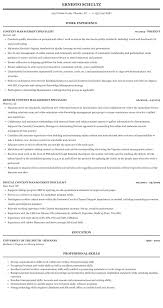 content management specialist resume