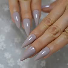 Uñas acrílicas naturales uñas acrílico encapsulado. Unas Postizas De Color Marron Claro Media Y Larga Stiletto De Punta Unas Acrilicas Artificiales Predisenadas Esmalte Uv 24 Unidades Unas Postizas Aliexpress
