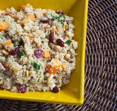 Passover Recipe Sweet Crunchy Quinoa Salad With Sweet Potatoes Pine Nuts And Cranberries Recipe Passover Recipes Salad With Sweet Potato Recipes