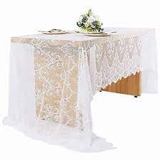 Sherway White Lace Tablecloths 60 X 120 Inch Rustic Wedding Lace Table Runner Overlay Table Cover Rectangle Vin Sweet Table Decorations Lace Decor Lace Table