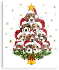 Beagle Christmas Tree T Shirt Metal Print By Thuthuatna Anime Christmas Pet Holiday Cards Christmas Yard Art