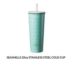 Auth rare limited edition 2021 24oz 50th anniversary reusable starbucks matte soft touch iridescent undersea mermaid tail spring tumbler cup. Starbucks Mermaid Seashell Turqoise Cold Thermos Cup Kitchen Appliances On Carousell