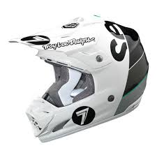 Black And White Dirt Bike Helmet Seven Mx Troy Lee Designs Se3 Supra Mx Helmet Cool Motorcycle Helmets Motorcycle Helmets Helmet