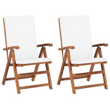 Wood tends to give more than other materials, so these dont always require cushioning. Vidaxl Reclining Garden Chairs With Cushions 2 Pcs Solid Teak Wood Cream Vidaxl Co Uk
