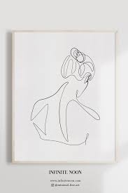 Black And White Line Art Canvas Woman S Back No 3 Printable Wall Art Scandinavian Wall Art Black And White Art Drawing Handmade Wall Art