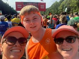 And they're off! After a two hour wait in the rain, Ben and Tom are over  the start line and have started their third Great North Run together in aid  of SeBPRA