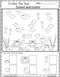 Under The Sea Count And Color Madebyteachers Kindergarten Math Worksheets Preschool Writing Kindergarten Worksheets