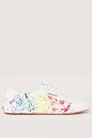 Superga 2750 Leather Splatter Paint Sneakers In White Modesens