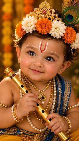 Divine Baby Krishna Flute Portrait