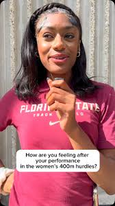 Sub 56 and the WIN for Tyra Wilson in the women’s 400m hurdles., Let’s hear  what she has to say about her performance!, #NoleFamily