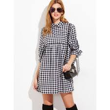 Black And White Gingham Shirt Dress Shein Sheinside Black And White Gingham Tie Sleeve Babydoll Dress 19 Liked On Polyvore F Vintage Shirt Dress Long Sleeve Babydoll Dress Short Shirt Dress