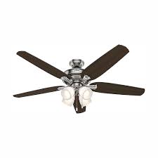 This brushed nickel 60 inch ceiling fan from the rana collection has a wind turbine design that incorporates gently curved blades and clean finishes to deliver a modern feel; Hunter Channing 60 In Led Indoor Brushed Nickel Ceiling Fan With Light Kit 54131 The Home Depot