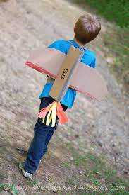 Be careful with thinner plastic bottles as too much hot glue can melt them. Simple Diy Cardboard Jetpacks Fireflies And Mud Pies
