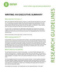 Writing An Executive Summary - Oxfam Policy & Practice