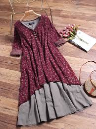 Cold shoulder v neck floral vintage dresses. Long Floral Sleeved Vintage Dress Shoppersdelight Co Uk