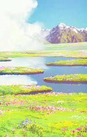 He often practiced in the garden, helping the flowers grow with his magic. Garden From Howl S Moving Castle Ghibli Artwork Studio Ghibli Art Ghibli Art