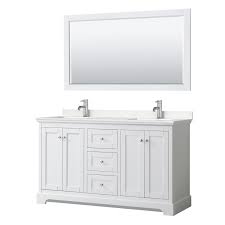 4 doors, 3 drawers, 2 interior shelves hardware: Wyndham Collection Wcv232360dwhc2unsm58 Avery 60 Inch Double Bathroom Vanity In White With Light Vein Carrara