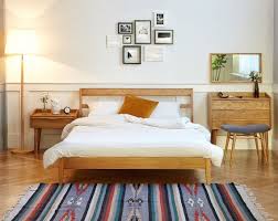 Un Lit 2 Personnes Contemporain 100 Bois Massif Les Deux Chevets Sont En Bois Massif 1 Tiroir Et L Autre 3 Ti Furniture Dressing Table Cabinet Solid Wood Bed