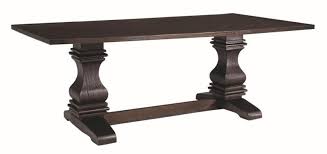 Crafted from primavera and swirl mahogany veneers* top: Coaster Parkins Double Pedestal Dining Table In Rustic Espresso 107411 By Dining Rooms Outlet