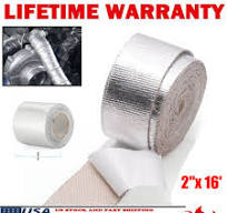 2" X 16' Titanium Exhaust Heat Wrap - Fiberglass Heat Shield With Stainless  Ties & Gloves