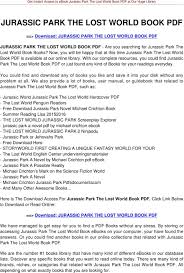Published in september 17th 1995 the book become immediate popular and critical acclaim in fiction, science fiction books. Jurassic Park The Lost World Book Pdf Pdf Free Download