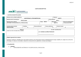 Cuerpo de la carta descriptiva. Calameo Carta Descriptiva Psicologia