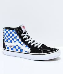 Black And White Checkered Vans Vans Sk8 Hi Pro Victoria Blue Black White Checkered Skate Shoes Zumiez Vans Shoes High Tops Vans Cute Shoes Boots