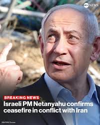 BREAKING: Israeli Prime Minister Benjamin Netanyahu said Israel had agreed  to a ceasefire with Iran having "achieved all" of its military objectives,  in a statement published by his office early Tuesday. Follow