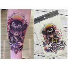 Hình xăm mèo thần tài và cá chép kín lưng, nửa lưng rất được cộng đồng tattoo ưa chuộng. Hinh XÄƒm Dan Meo Tháº§n Tai NhÆ° XÄƒm Tháº­t Shopee Viá»‡t Nam