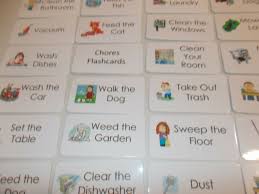 Laminated Chore Chart Picture And Word Flash Cards Preschool Job Responsibility
