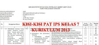 Dinas pendidikan p endidikan kabupaten wonogiri. Kisi Kisi Pat Ips Smp Kelas 7 Kurikulum 2013 Didno76 Com