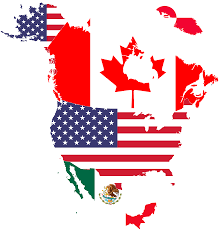 México, canadá y estados unidos firmaron el tratado de libre comercio de américa del norte (tlcan), el 17 de diciembre de 1992 y entró en vigor el 1 de enero de 1994. America Del Norte Mapas Y Banderas