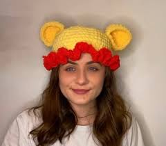 Winnie the Pooh Bear Ruffled Mob Cap Crochet Bucket Hat Pattern