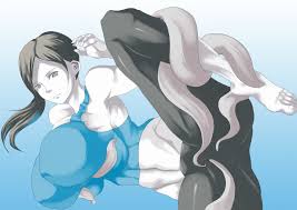 wii fit trainer, wii fit trainer (female), nintendo, wii fit, highres,  image sample, pixiv sample, resized, tagme, barefoot, breasts, colored  skin, covered erect nipples, grey eyes, grey hair, huge breasts, impossible  clothes,