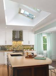 Large kitchen with marble island and skylights green large country kitchen with forest view. Nice Color Accents Skylight Kitchen Home Skylight