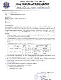 Contoh surat izin / contoh surat persetujuan orang tua untuk mendaftar tni. Pemberitahuan Ujian Sekolah Sma Kesatrian 2 Semarang