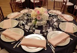 Navy Pink Silver Table Setting Wedding Table Settings Table Settings Wedding Table