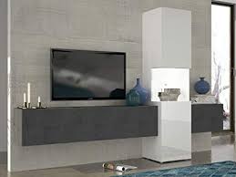 Tecnos Wohnwand Mediawand Wohnzimmer Schrank Fernseh Schrank Tv Lowboard Weiss Hochglanz Schieferoptik Wohnwand Tv Wand Wohnzimmer Sideboard Hangend