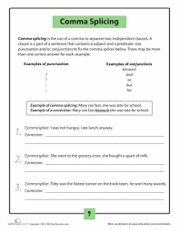 Comma Splicing Worksheet Education Com Teaching Writing Writing Classes Middle School Writing
