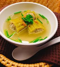 clean soup lol my lunch today stuffed bitter melon soup gang jeud mara sai moo แกงจ ดมะระย ดไส อาหาร