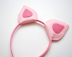 Wool Felt Pig Ears Headband Pig Costumes Peppa Pig Costume Pig Costume Diy