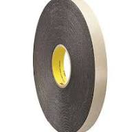 3M Polyethylene Foam Double Sided Foam Tape, Acrylic Adhesive, 1/16" Thick,  1" X 36 yd., Black
