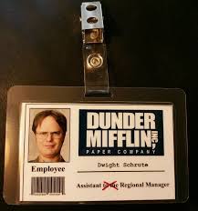 The Office Birthday Card Printable Free Dunder Mifflin Dwight Schrute I D Badge And Clip Dwight Schrute Id Badge Printable New Year S Eve Activities Birthday Card Printable Dad Birthday Card