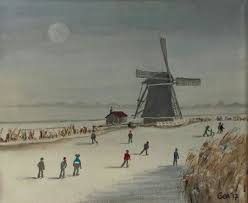 Topsport of zelf sporten, het begint op schaatsen.nl. Schaatsen Op Natuur Ijs In Nederland Landschap Natuur Schilderij