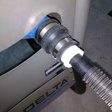 Delta 36 725 Dust Collection Adapter 2 To 1 5 Flex Fitting With 1 5 To 1 25 Pvc Step Down Filed To Fit Snug Dust Collection Fittings Table Saw