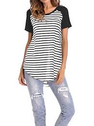Black And White Striped Tunic Tops Women S White And Black Striped Short Sleeve Baseball T Shirt Sport Tunic Tops Black Small Casual White Shirt Casual Tops For Women Shirt Tunic Top