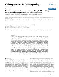 Pdf Disentangling Manual Muscle Testing And Applied