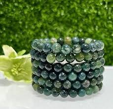 Wholesale 6 Pcs Natural Moss Agate 8mm 7.5” Crystal Bracelet Healing Energy  | eBay